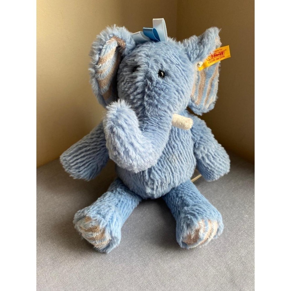 Steiff Earz Ears 12" Plush Stuffed Animal Blue Elephant Retired SKU26
